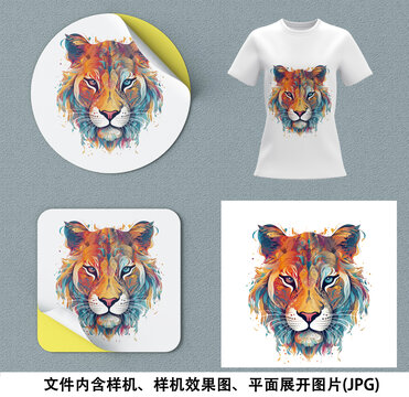 國潮獅子貼圖素材