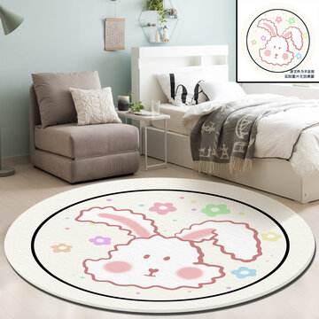 可爱卡通小兔圆形地毯