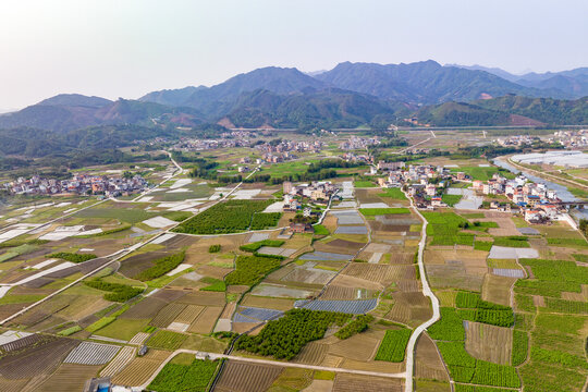 春日五彩田园自然风光景色秀丽