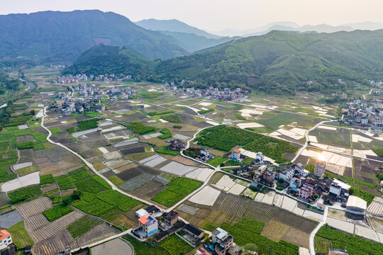 春日五彩田园自然风光景色秀丽