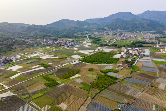 春日五彩田园自然风光景色秀丽