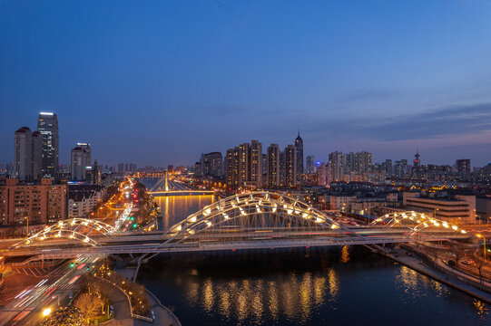 天津海河直沽桥城市建筑风景