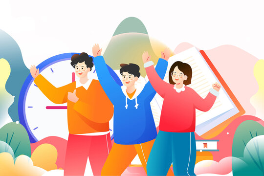 高考倒計(jì)時(shí)努力讀書學(xué)習(xí)插畫