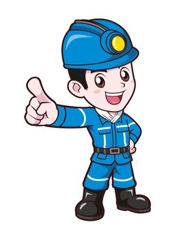 卡通可愛年輕男性煤礦工人