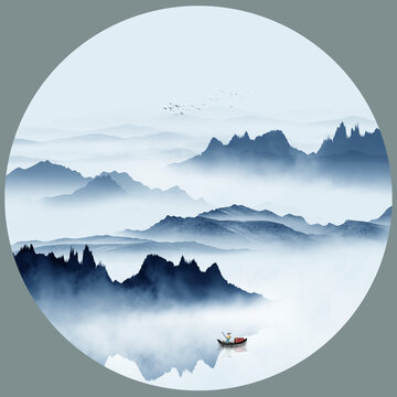 新中式水墨山水畫