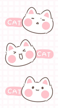 卡通粉色格子小猫咪