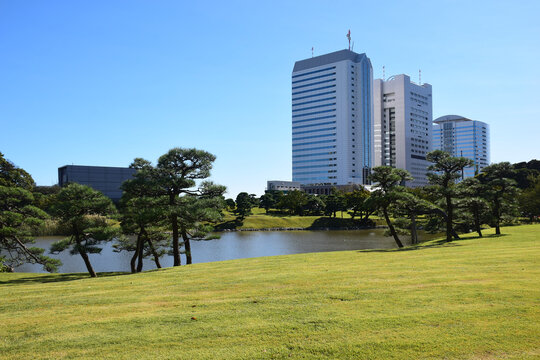 日本东京滨离宫恩赐庭园风景