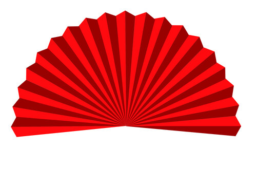 大紅國風扇子素材