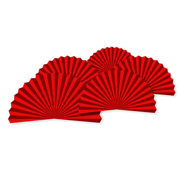 大紅國(guó)風(fēng)扇子邊框素材