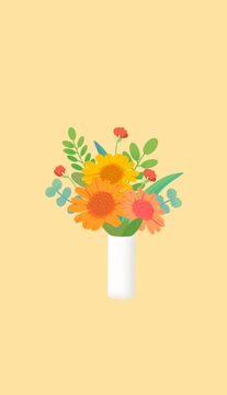 黃色卡通插花束