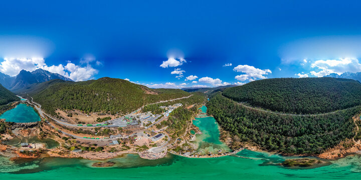 航拍丽江蓝月谷风景区VR全景