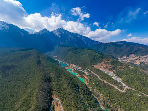 航拍云南丽江玉龙雪山冰川积雪