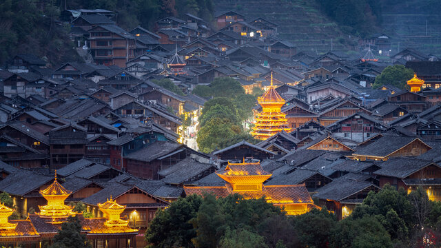 贵州肇兴侗寨夜景