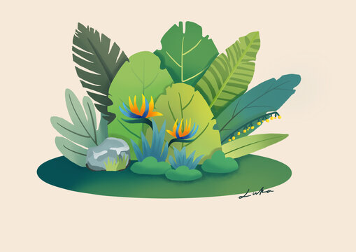 綠植草甸插畫