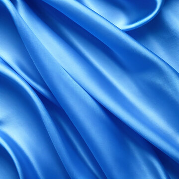 纯洁蓝色褶皱丝绸布料纹理