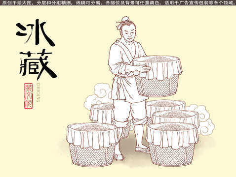 冰藏工藝制茶線描圖