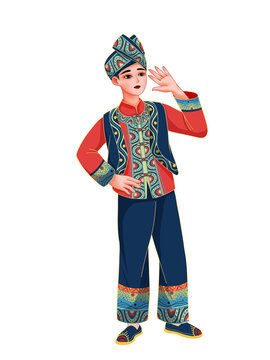 PSD原創(chuàng)手繪壯族對(duì)歌男孩