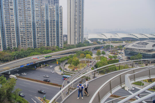 俯瞰厦门山海健康步道与建筑