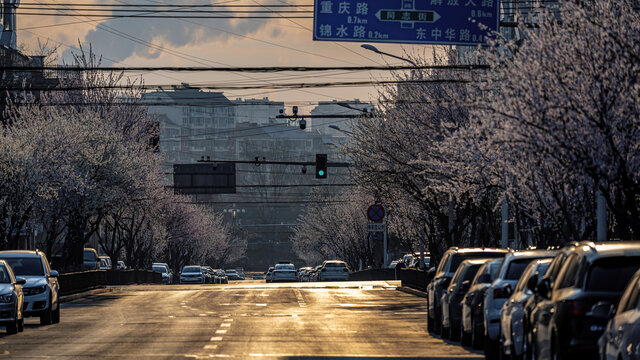 中国长春市城区初春晨景