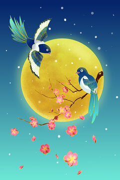 喜上眉梢國潮風(fēng)插畫