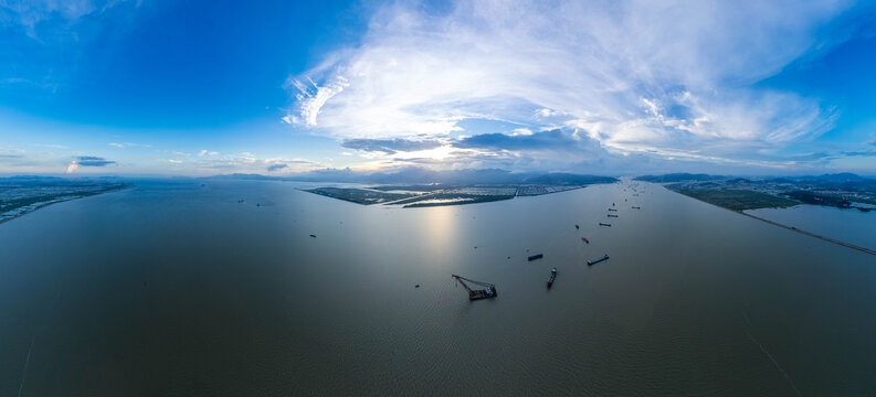 珠海出海口黄茅海航拍全景图