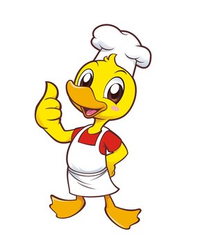 卡通可爱小鸭子厨师竖大拇指