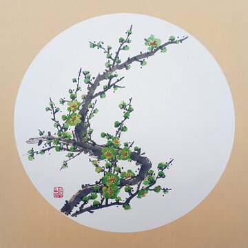 國(guó)畫(huà)綠梅