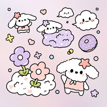可愛風(fēng)貼紙粉色小狗