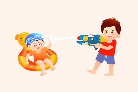 兒童節(jié)暑假放假海邊旅游插畫