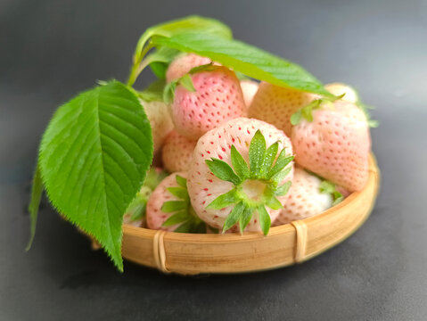 绿叶白草莓