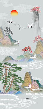 山水屏風(fēng)畫