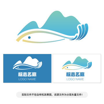 鱼logo山logo图标设计