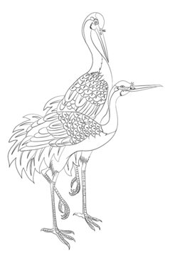 線描手繪白描傳統(tǒng)元素鶴