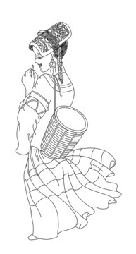 手繪傳統(tǒng)元素采茶藥女