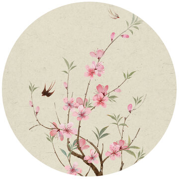 桃花燕子圖