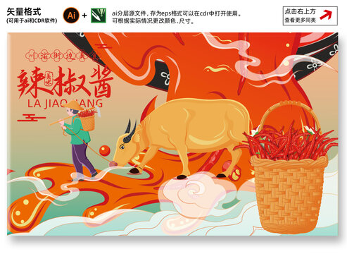 辣椒醬插畫采辣椒