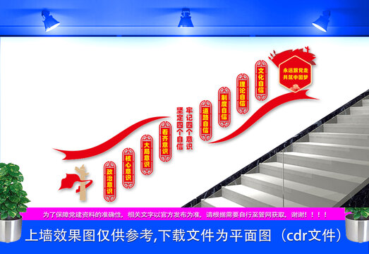 四個(gè)意識(shí)四個(gè)自信樓梯文化墻