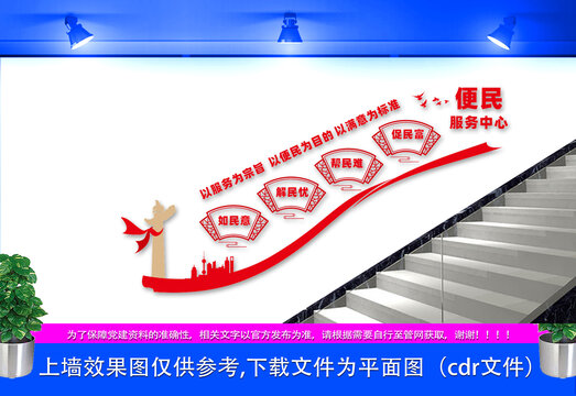 便民服務(wù)中心樓梯文化墻