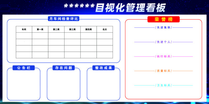 企業(yè)目視化管理看板榮譽(yù)榜