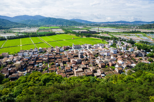 珠海斗门稻田风车田园风光航拍