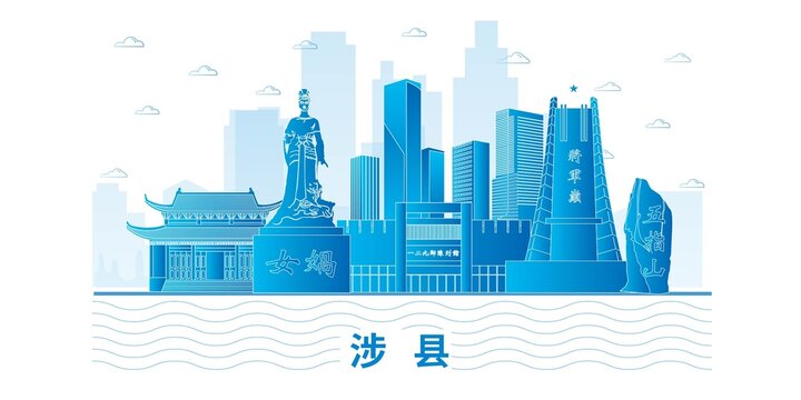 涉县城市地标建筑海报展板