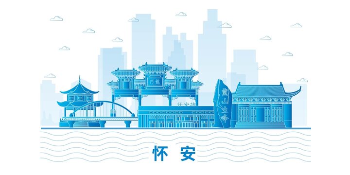 懷安縣城市地標(biāo)建筑海報(bào)展板