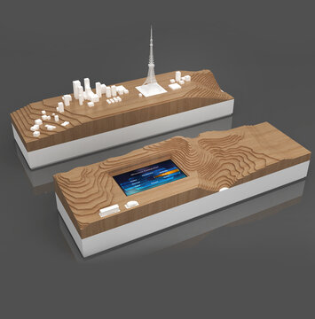 叠级山水展台3d模型