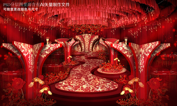 歐式紅金色婚禮