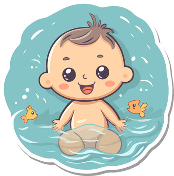 可愛兒童嬰兒戲水游泳小孩B