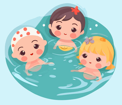 可愛兒童嬰兒戲水游泳小孩F