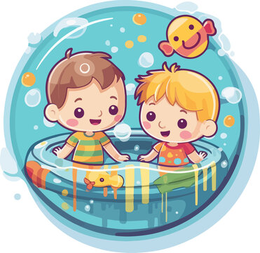 可爱动感的小孩儿童戏水游泳N