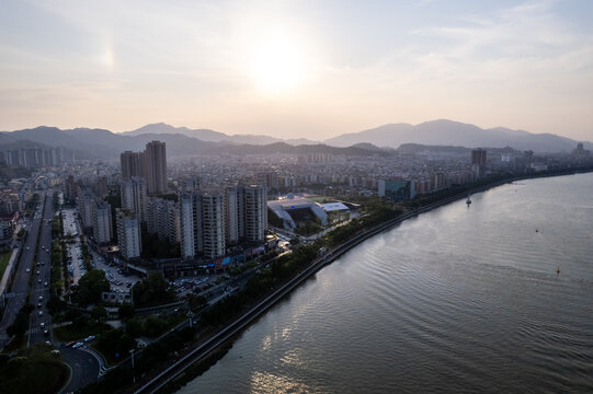 大湾区珠海井岸城市风光航拍