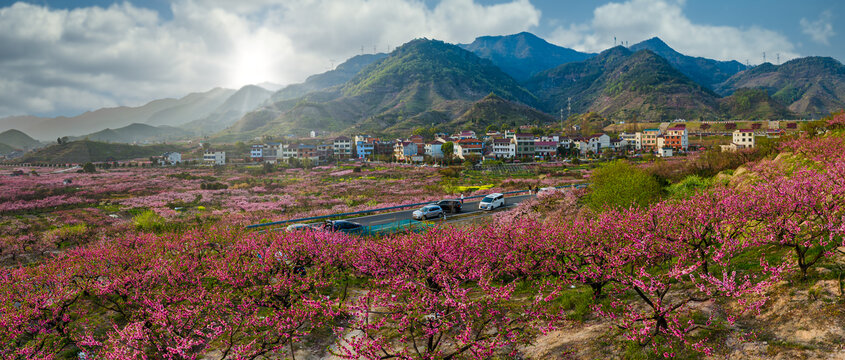 金华源东浙中桃花源航拍全景