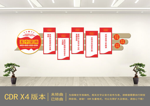 五個堅持黨建文化墻